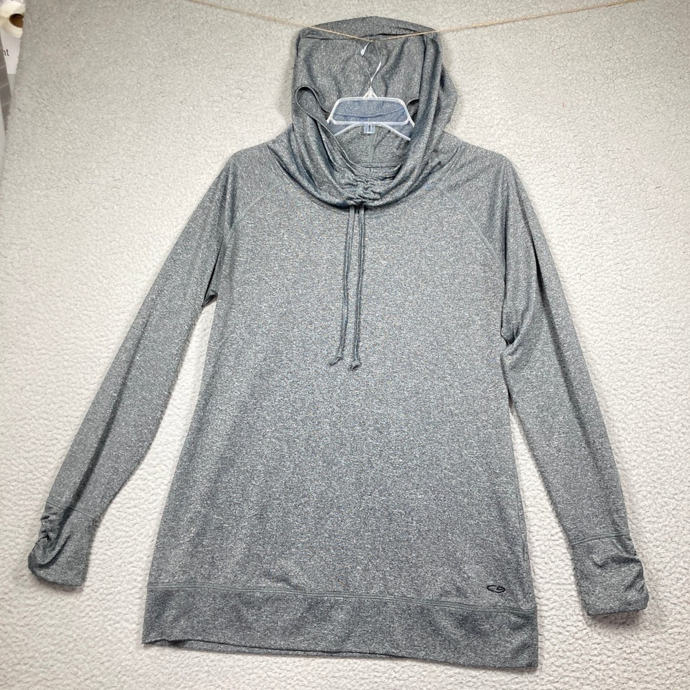 C9 by Champion Hoodie Women L Gray Cowl Neck Ruched Slv Active Lightweight Top